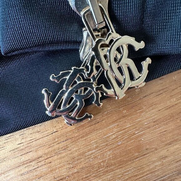 Roberto Cavalli, black red and gold zip up three-quarter sleeve jacket - Picture 12 of 17